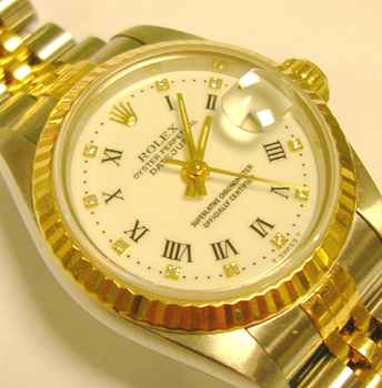 Bicolour Datejust model 69173 with an unusual and very pretty <b>white dial with
