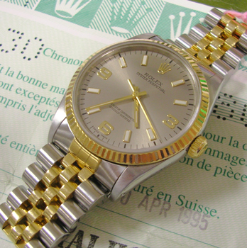 1995 Oyster Perpetual bicolour ( non-date ) model 14233 with grey dial and Jubil