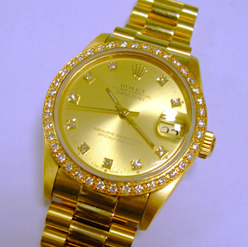18ct yellow gold midi Datejust with original champagne / diamond dial AND a cust