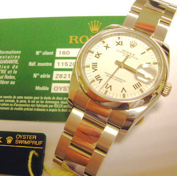 Latest model Oyster Perpetual Date  115200 on Oyster bracelet with white / roman