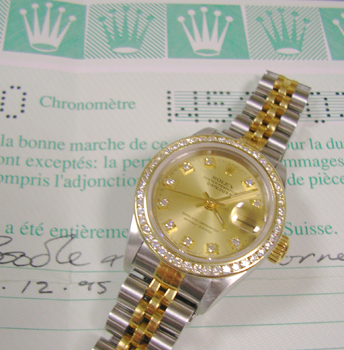 1995 bicolour Datejust with boxes & papers from Boodle & Dunthorne. Has an origi