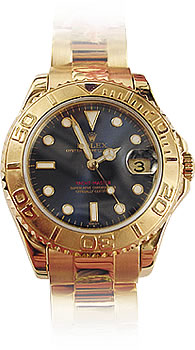 18ct mid-size Yachtmaster model 168628 with <b>BLUE</b> dial on Oysterlock brace